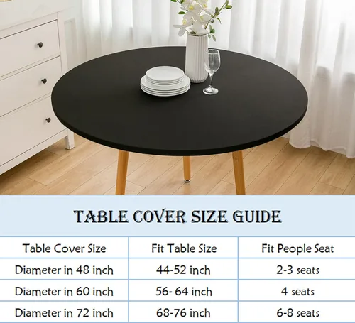 Vista 6 de Wolkemer Mantel Redondo Ajustado de 2 Pies de Spandex Elástico Cubierta para Mesa de Cóctel Borde Elástico Negro Cubierta Superior de Mesa