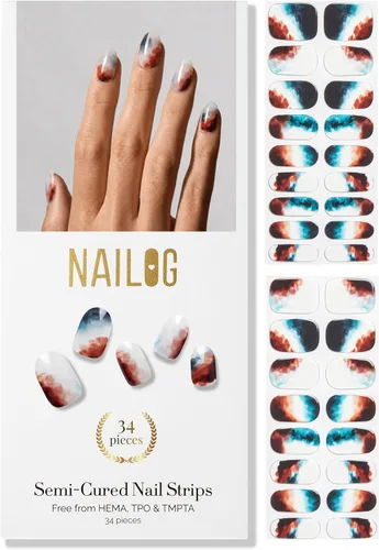 Vista 18 de NAILOG - Tiras de uñas de gel semicuradas 34 piezas Compra 2 y obtén 1 lámpara ultravioleta Calcomanías de esmalte de uñas duraderas con acabado
