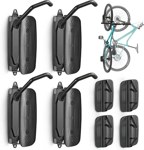 Vista 2 de monTEK Soporte giratorio de pared para bicicleta, perchas para bicicleta, soporte vertical para bicicletas que ahorra espacio, soporte