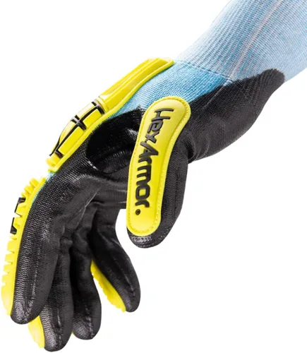 Vista 3 de HexArmor Guantes de trabajo de punto de palma de poliuretano con protección contra impactos resistentes a cortes Helix® Core 3012 3012