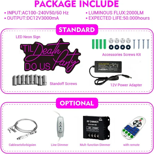 Vista 5 de Letreros de neón personalizados con luces LED regulables para cumpleaños familiar, bar, boda, fiesta, luz nocturna, logotipo de empresa o negocios