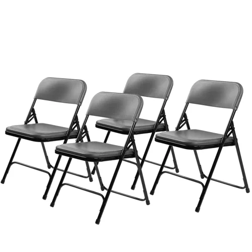 Vista 8 de National Public Seating NPS Serie 800 - Silla plegable ligera de plástico/poliéster de alta calidad, color negro, paquete de 4 unidades (810/4)