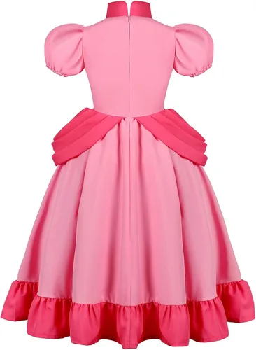 Vista 3 de Disfraz de melocotón para niñas, vestido de princesa con corona para fiesta de Halloween