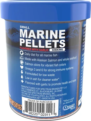 Vista 5 de Omega One Gránulos pequeños de hundimiento Garlic Marine, 4.5 oz.