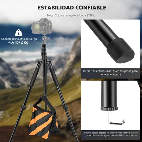 Vista 4 de NEEWER Trípode para Luz de Fotografía, 47-195cm/1.5-6.4ft de Aluminio Trípode de Iluminación de Estudio Reversible, Trípode Portátil para Video