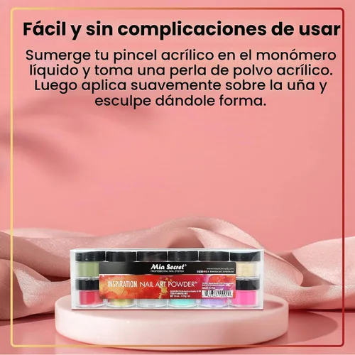 Vista 4 de Mia Secret - Polvo acrílico para uñas (12 unidades), colección frutal