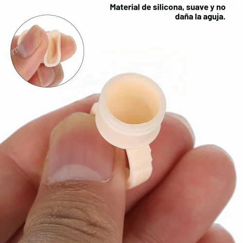 Vista 7 de 100 anillos de pigmento de maquillaje, taza de silicona para cejas, anillos de tinta para arte de uñas, para microblading para cejas, labios