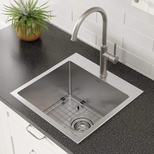 Vista 19 de Kraus Standart PRO - Fregadero de cocina de acero inoxidable de calibre 16 con tazón individual para bar, montaje superior/inferior de 18 pulgadas