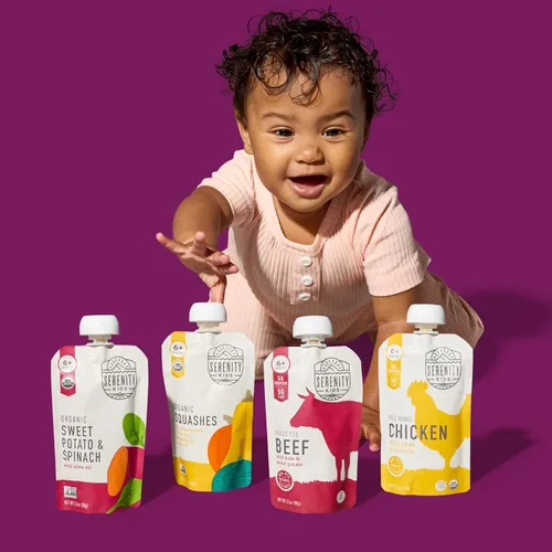 Vista 5 de Serenity Kids Alimento para bebés, verduras saladas orgánicas y carnes de origen ético, para más de 6 meses, bolsa de 3.5 onzas (paquete de 8)