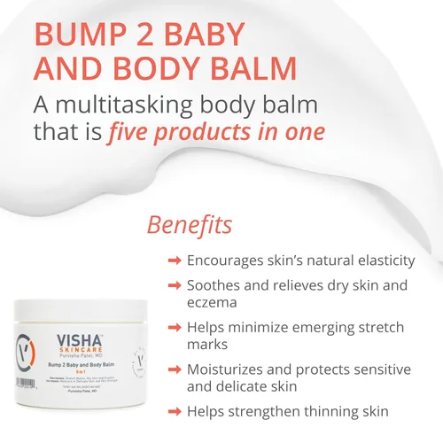 Vista 2 de Visha Skincare Bump 2 Baby Body Balm Alivia la piel seca y el eccema Previene las estrías Fortalece la piel Crema corporal para pieles