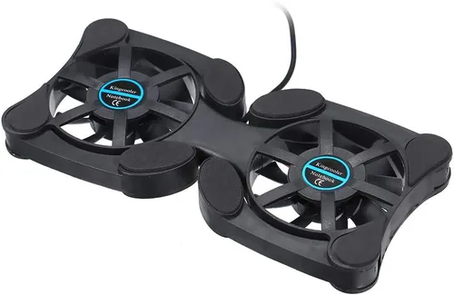 Vista 8 de QUZHI Mini portátil plegable plegable USB ventilador dual enfriador almohadilla de enfriamiento para PC portátil portátil 7