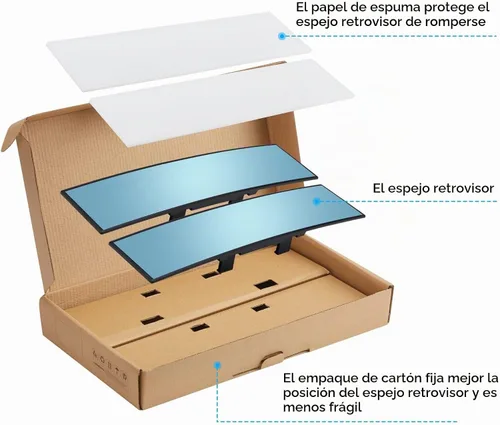 Vista 8 de JOYTUTUS Espejo retrovisor, universal de 11.81 pulgadas, panorámico, convexo, retrovisor interior con clip, espejo gran angular para reducir