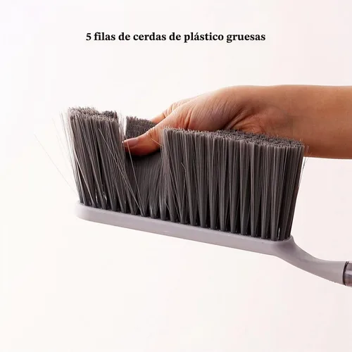 Vista 3 de Cepillo para polvo, escoba de cerdas de plástico firmes cortas y Gris