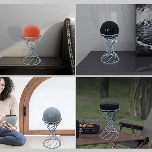 Vista 3 de Dutiplus Soporte decorativo de mesa para altavoz inteligente para Echo Dot 5ª/4ª/3ª/2ª generación, Echo 4nd/3ª/2ª generación, Echo Glow, Apple Cromo