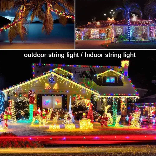 Vista 7 de Cadena de luces LED brillo mágico. Luces decorativas 200 LED 65.6 pies con modos multiintermitentes, controlador para la habitación de los niños