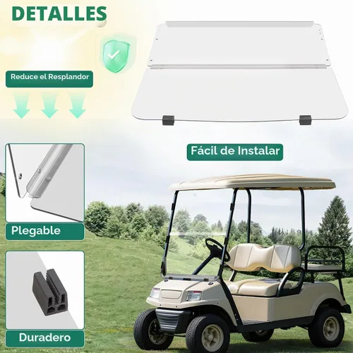 Vista 7 de ECOTRIC Parabrisas compatible con Club Car DS de 1982-2000.5 Clear Fold Down resistente al impacto para carrito de golf Modelo DS