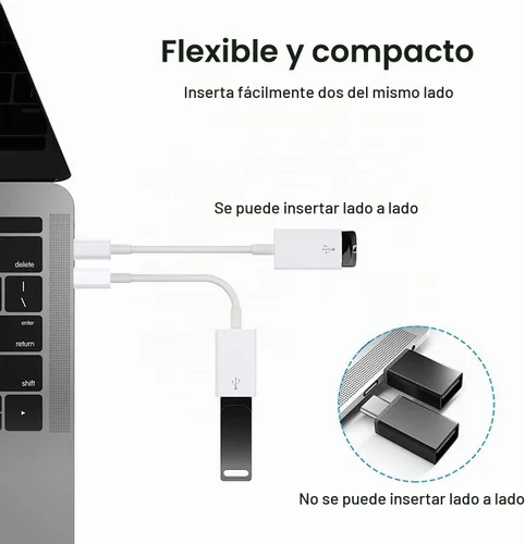 Vista 2 de Adaptador USB C a USB, 2 unidades, convertidor de adaptador de cable OTG tipo C a USB 3.0