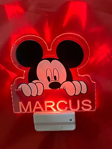Vista 5 de Mirror Mania Store Lámpara de mouse con enchufe de luz nocturna LED personalizada grabada gratis hecha a pedido, decoración de habitación de niñas