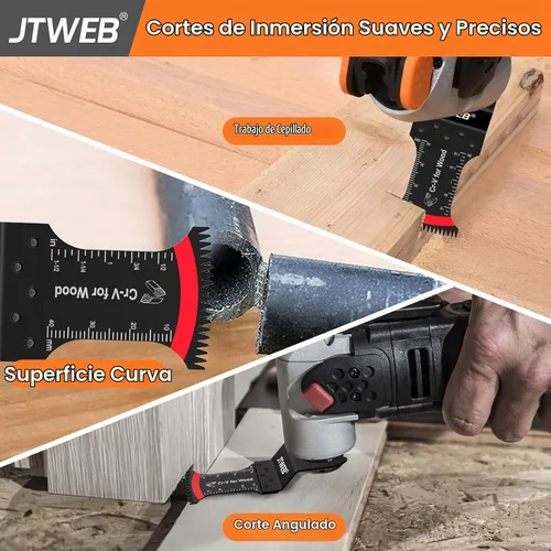 Vista 5 de JTWEB Hojas de sierra oscilantes de dientes japoneses de madera, 10 cuchillas multiherramienta con borde en forma de arco para madera, plástico 10