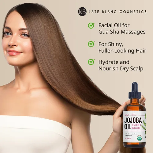 Vista 3 de Aceite de Jojoba, certificado Orgánico USDA, 100% Puro, prensado en frío, sin refinar. Revitaliza el cabello y le da a la piel una apariencia