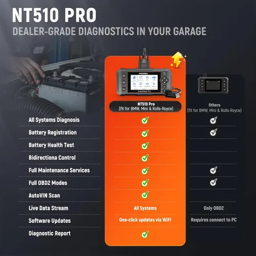 Vista 9 de FOXWELL NT510 Pro apto para BMW, herramienta de escaneo 2 en 1 y probador