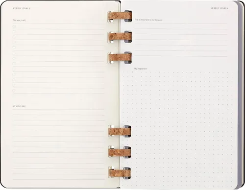Vista 7 de Moleskine Agenda solar con espiral para año 2024 de 12 meses, tapa dura, grande (5 x 8.25 pulgadas), color negro