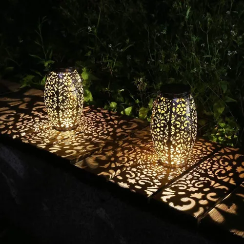 Vista 2 de Faroles Solares para Colgar o Mesa, Luz Solar para Exteriores para Patio, Jardín, Patio Interior (Plata-1)