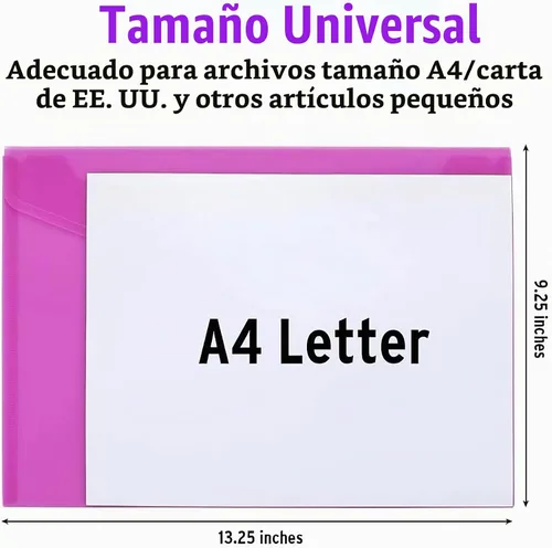 Vista 5 de Sooez Paquete de 6 sobres de plástico, carpetas de archivos de plástico para documentos, carpeta escolar transparente, carpetas de archivos