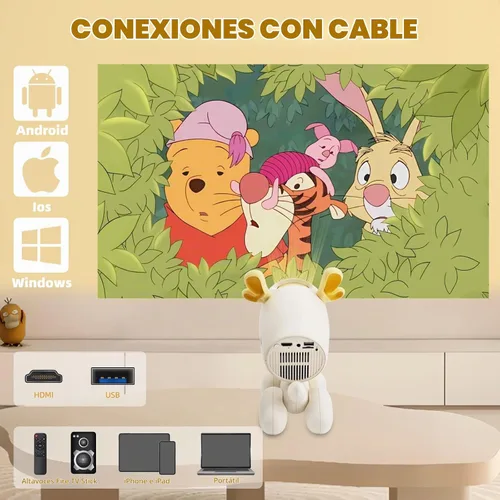 Vista 6 de Mini proyector HD 1080P de dibujos animados perro