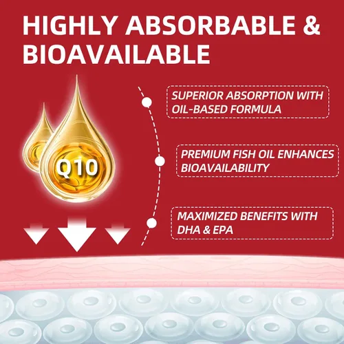 Vista 4 de Cápsulas blandas CoQ10 de 200 mg con PQQ y Omega 3, coenzima de máxima absorción Q10, potente antioxidante para la salud cardíaca y energética, 120