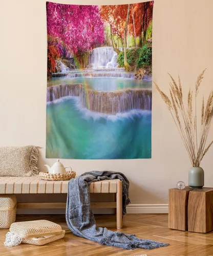 Vista 91 de Ambesonne Tapiz hippie, abrazo de hongos de ensueño y árbol de la vida místico y mandal verde, decoración de tela para colgar en la pared