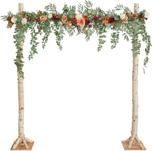 Vista 8 de Flores de arco de boda, guirnaldas de eucalipto con flores blancas, arco artificial para decoración de ceremonia de telón de fondo de recepción