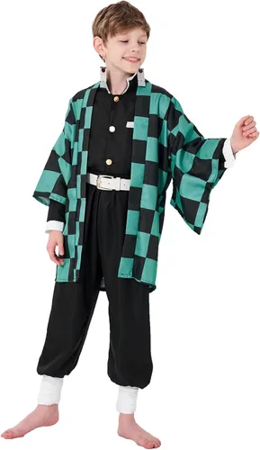 Vista 6 de PTXZEQ Disfraz de Tanjiro Kamado Demon Coslpay para Halloween Niños Audlt