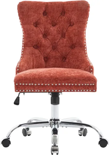 Vista 18 de Silla de escritorio de terciopelo gris con ruedas y base dorada, silla de oficina moderna giratoria cómoda, silla de tocador, silla de tarea, silla