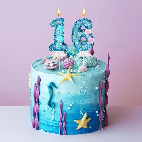 Vista 6 de Vela de número de cumpleaños de 3 pulgadas, con purpurina para decoración de pastel, lentejuelas y números de pastel para cumpleaños, boda