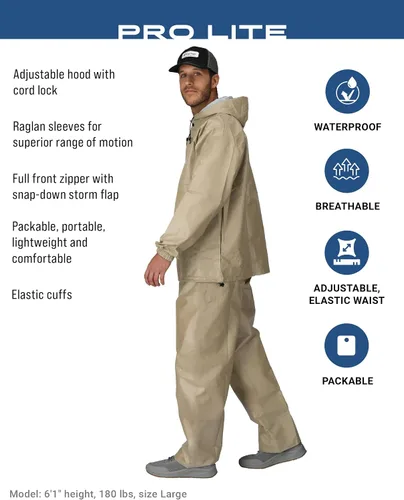 Vista 2 de FROGG TOGGS Traje de lluvia Pro Lite para hombre, impermeable, transpirable, protección confiable contra la intemperie húmeda