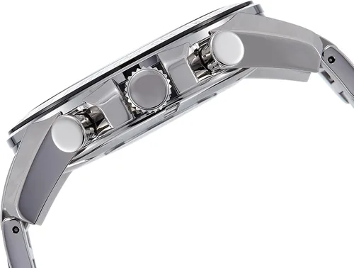 Vista 3 de Sieko SNAE63 Reloj analógico de acero inoxidable con esfera negra para hombre, Negro -, Cronógrafo