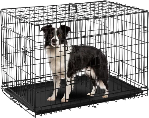 Vista 12 de PayLessHere Jaula para Perros de 46 cm para Perros Pequeños, Jaula de Metal de Puerta Única Plegable para Viajes, Interior y Exterior, con Divisores