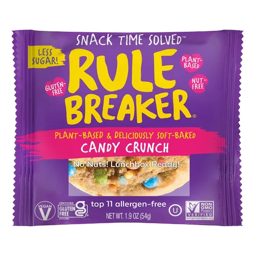 Vista 23 de Rule Breaker - Galletas veganas, sin gluten, sin nueces, hipoalergénicas, Kosher, envueltas individualmente, 1.9 oz, aperitivos