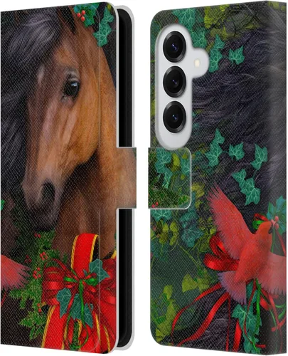 Vista 305 de Head Case Designs Officially Licensed Laurie Prindle A Morgan Christmas Western Stallion Leather Wallet Case Compatible with Samsung Galaxy A07 4G