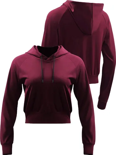 Vista 2 de CADMUS Sudadera corta casual de manga larga para mujer, sudadera con capucha para correr, paquete de 1 o 2