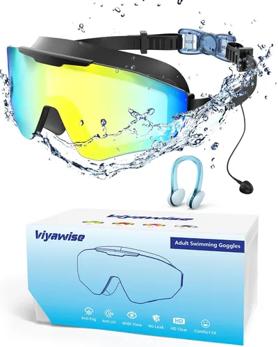 Vista 8 de Gafas de natación con tapones para los oídos, gafas de natación antivaho y anti UV de visión amplia, lentes UV de 3 colores para hombres, mujeres