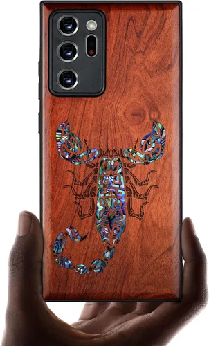 Vista 8 de Carveit Funda de madera de diseñador para Samsung Galaxy Note20 Ultra (grabado de madera e incrustaciones de carcasa) compatible con cargadores