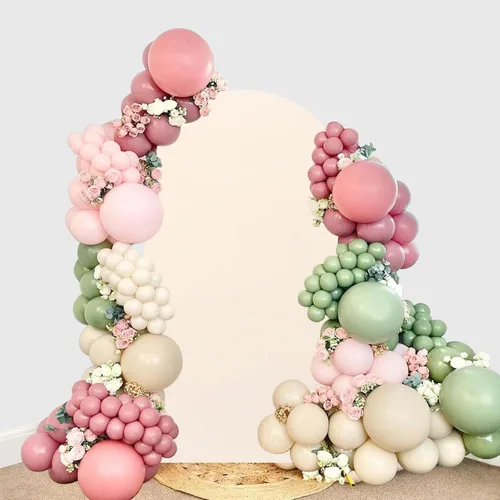 Vista 10 de Fundas de arco elásticas de 6 pies, color beige, para bodas, cumpleaños, baby shows, fiestas, banquetes