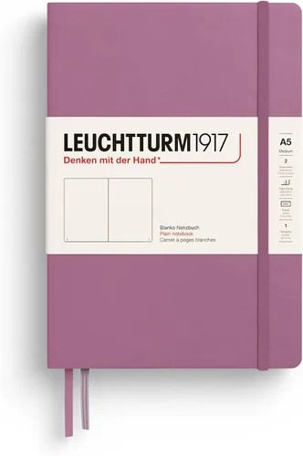 Vista 25 de LEUCHTTURM1917 - Cuaderno de tapa dura mediano A5 con 251 páginas numeradas para escritura y diario (negro, liso)