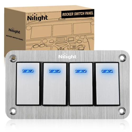 Vista 18 de Nilight Panel de Interruptores Basculantes de 2 Posiciones con Luz LED Naranja, 5 Pines On/Off, Interruptores Basculantes de Aluminio Precableados