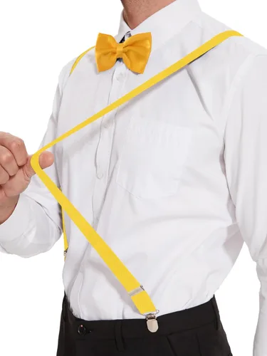 Vista 44 de habibee Color sólido para hombre en forma de Y con clips fuertes tirantes ajustables