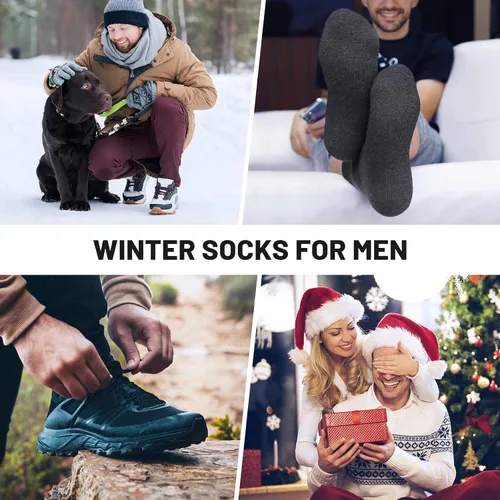 Vista 6 de SIMIYA 5 pares de calcetines de lana merino para hombre calcetines gruesos de lana de invierno calcetines cálidos y transpirables para hombre se
