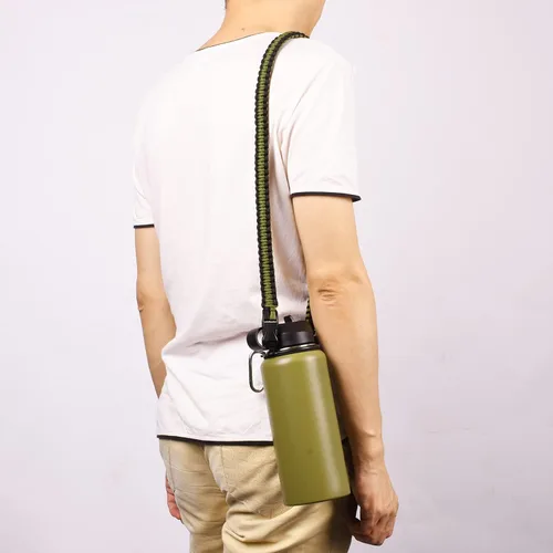 Vista 7 de Wongeto - Porta Mango de Cuerda Paracord con Correa de Hombro, Compatible con Botellas de Agua de Boca Ancha Hydro Flask