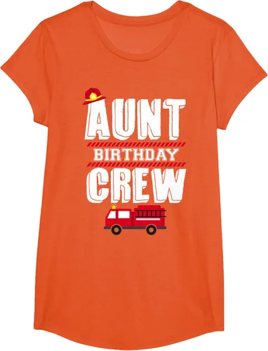 Vista 38 de Aunt Birthday Crew Fire Truck Fireman - Camiseta para fiesta de acogida, Negro, S